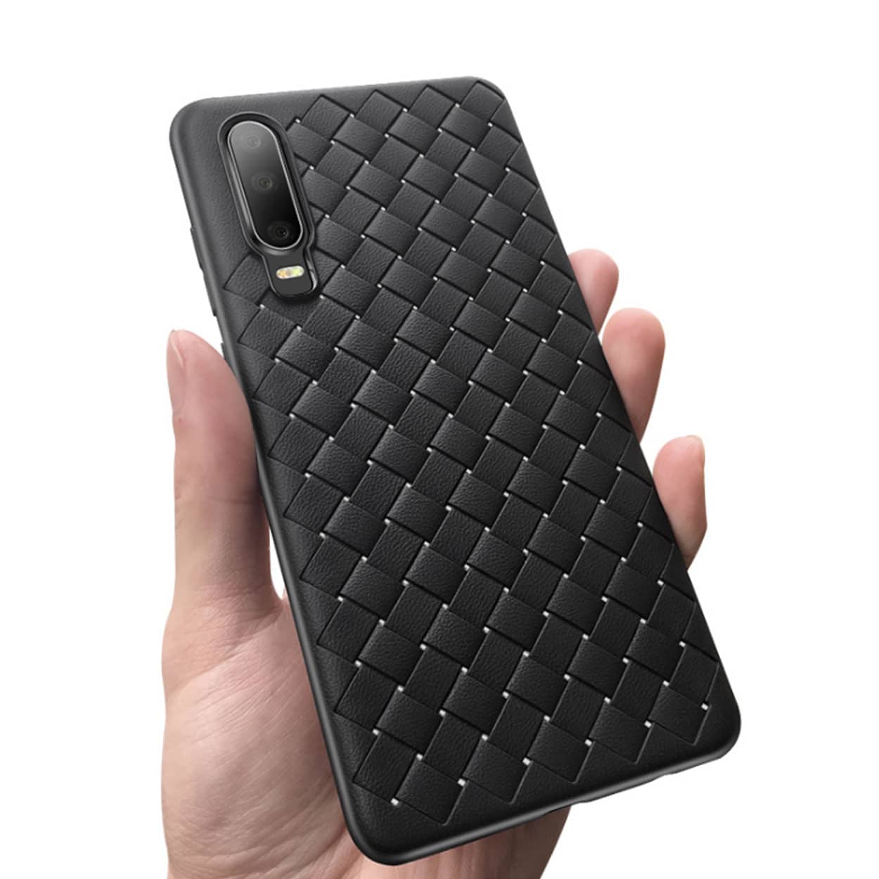 Huawei p30 pro mobilskal flätat svart läder skinn