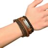 4-pack handgjorda läderarmband herrarmband skinn läder rep