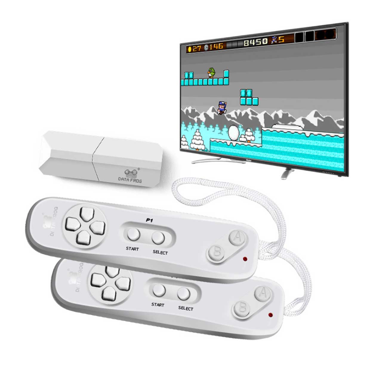 Retro spelkonsol tv multiplayer trådlösa kontroller med 600 spel