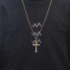 Guldigt jesus på kors långt halsband kedja guld bling