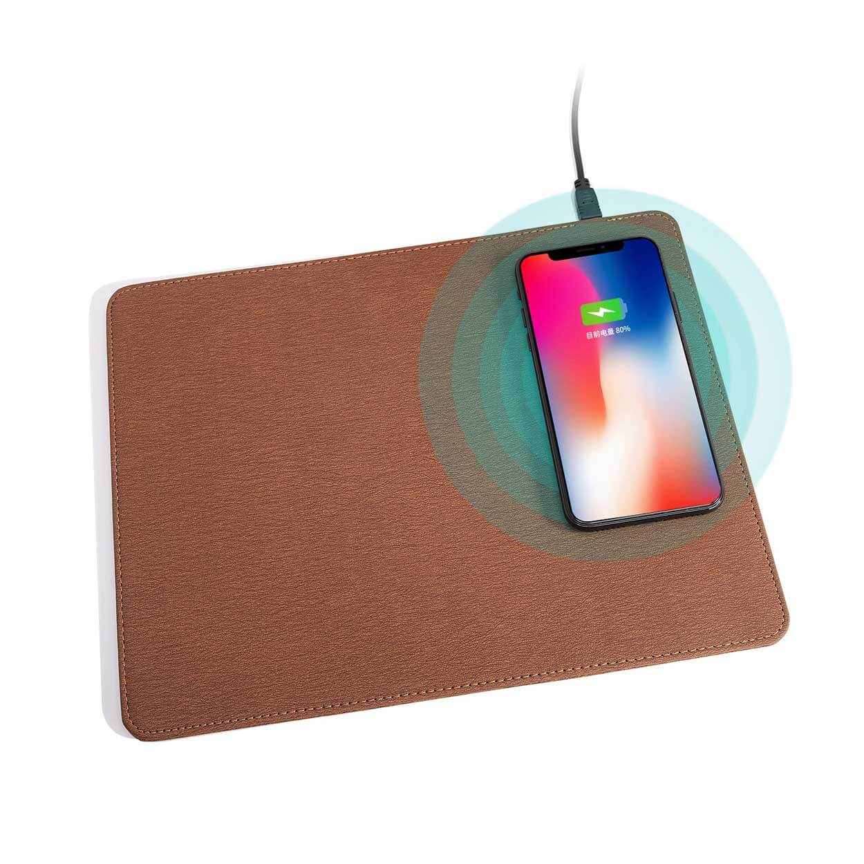 Musmatta skinn läder med 10w trådlös laddare qi android apple