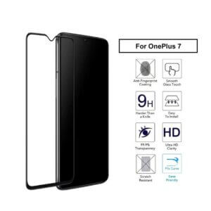 Oneplus 7 heltäckande hd skärmskydd kolfiber härdat glas