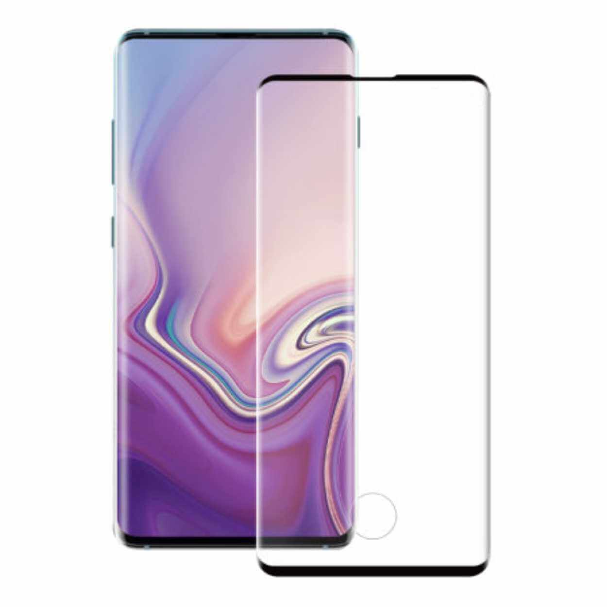 Galaxy s10 plus heltäckande hd skärmskydd kolfiber härdat glas