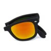 Vikbara svarta wayfarer solglasögon blått spegelglas