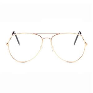 Retro Roseguld Pilot Aviator Glasögon Klarglas Klart Glas Utan Styrka