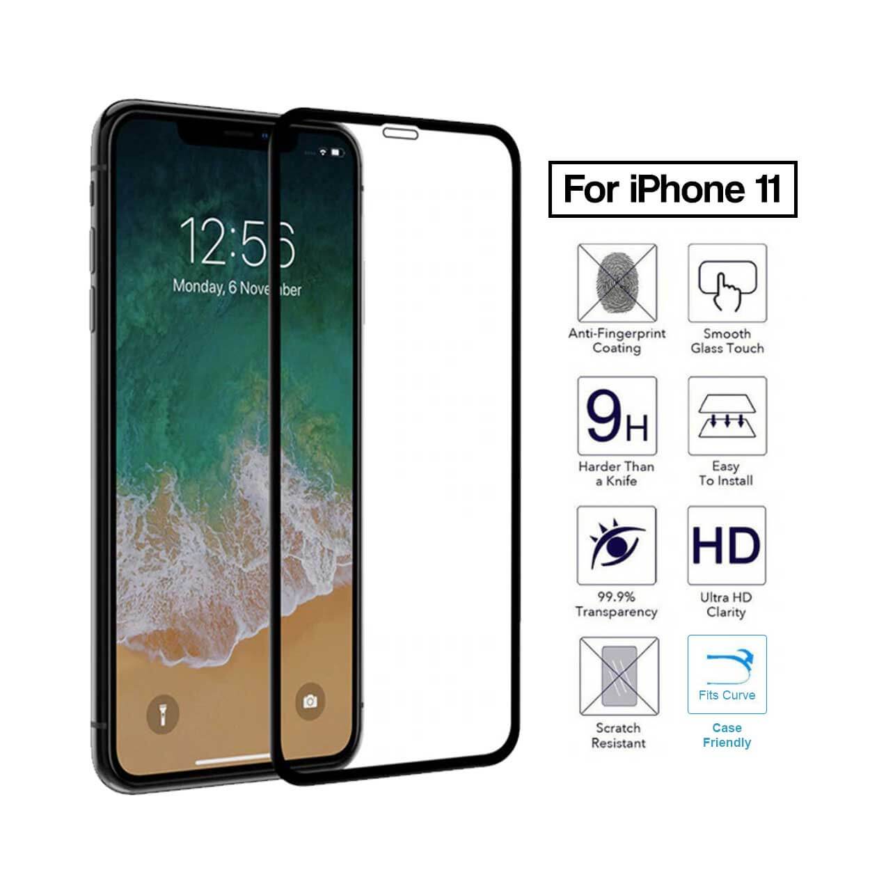 Iphone 11 hd 3d skärmskydd härdat glas kolfiber