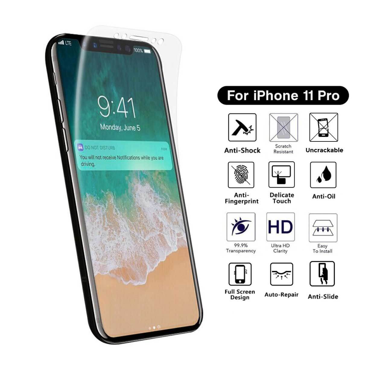 Heltäckande iphone 11 pro skärmskydd nanoedge skyddsplast