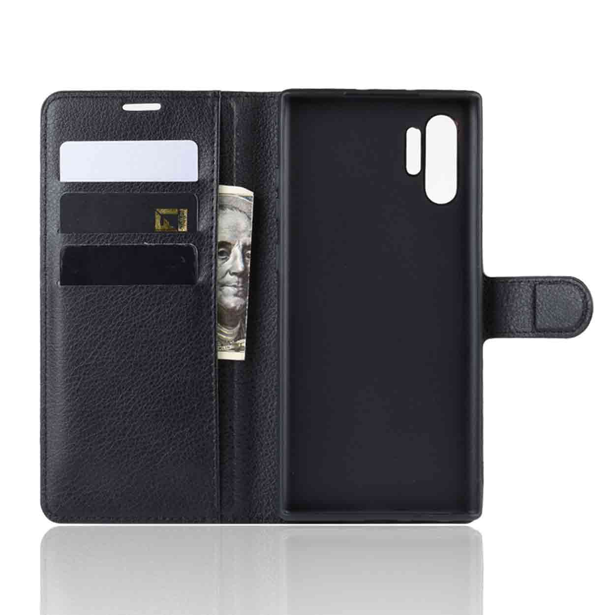 Samsung galaxy note 10 plånboksfodral svart läder skinn fodral