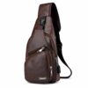 Axelväska Skinn Läder - Cross Body Axelremsväska Mörkbrun
