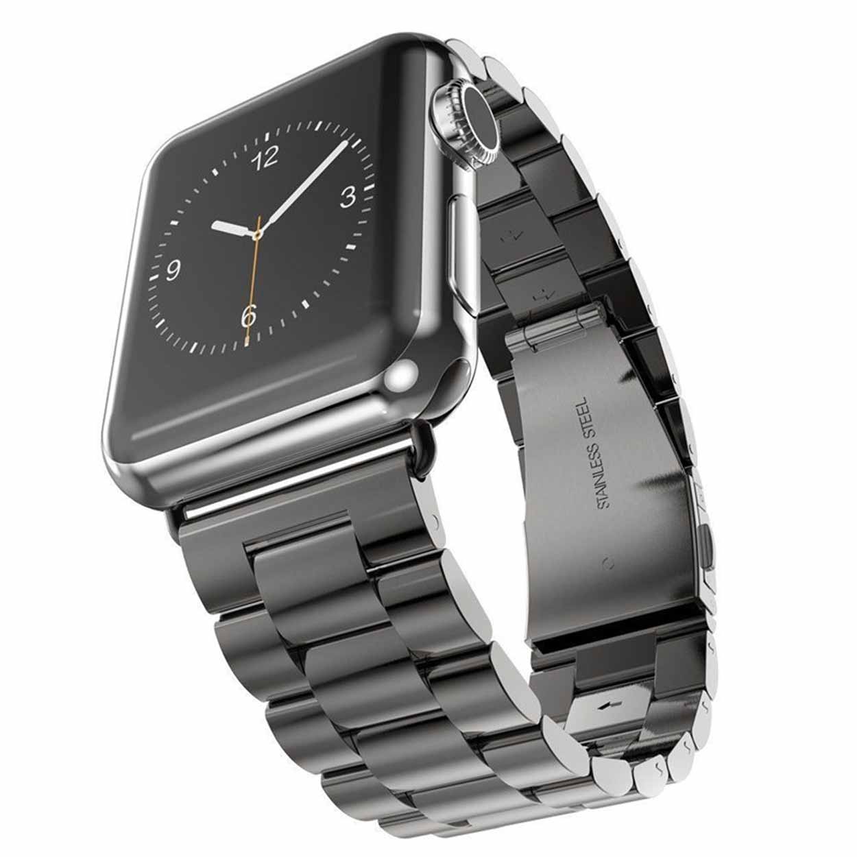 Apple watch 42/44/45 metall länkarmband - svart