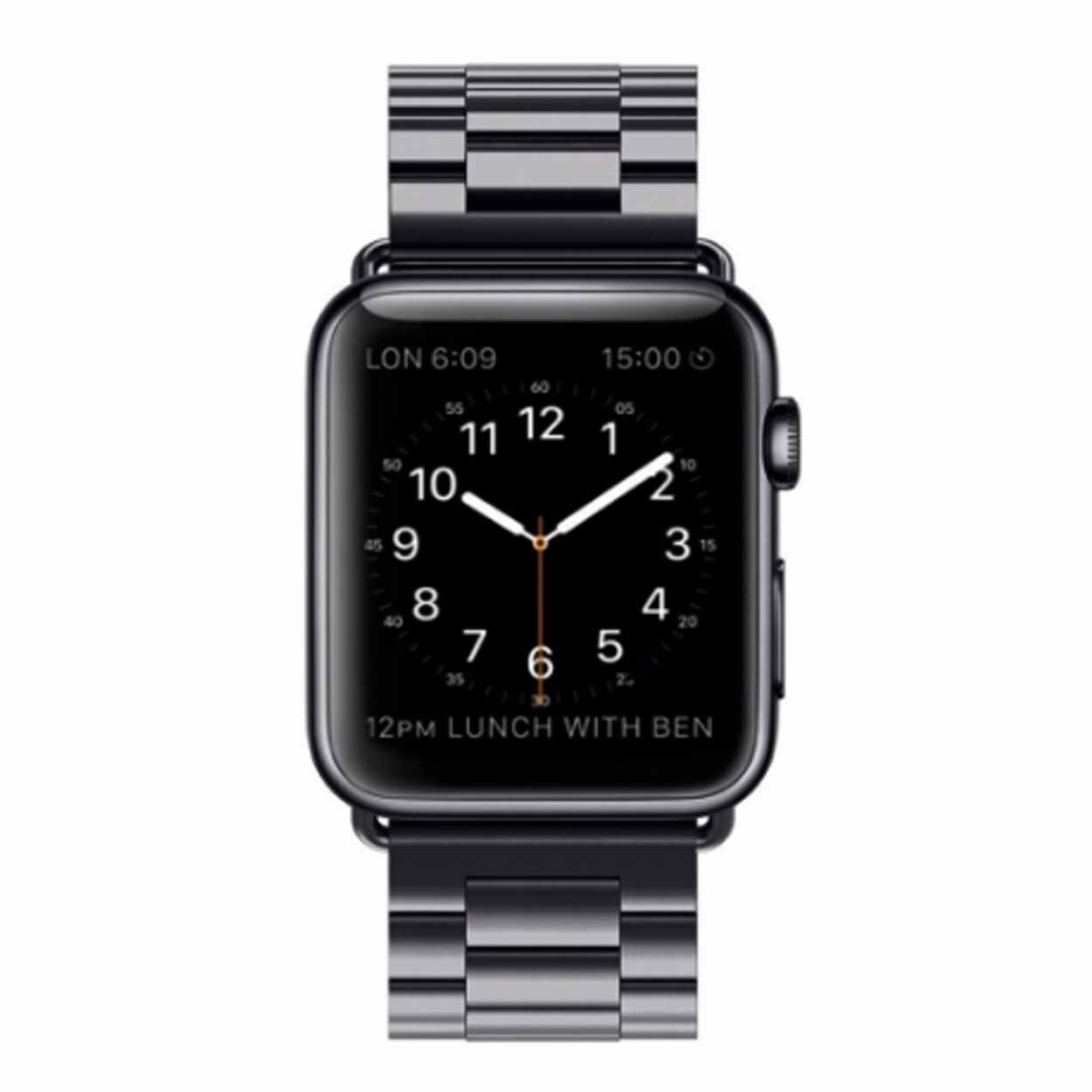 Apple watch 42/44/45 metall länkarmband - svart