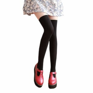 Svarta Knästrumpor Höga Strumpor Thigh High Svart