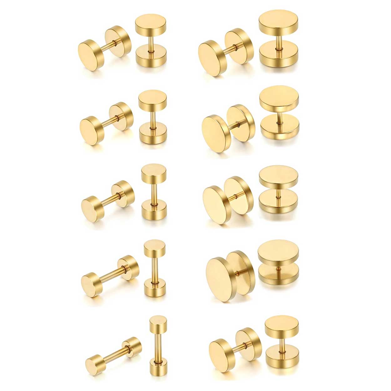 2-pack fake plug fejk töjning örhänge piercingsmycke guld