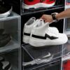 Genomskinlig skolåda skoförvaring för skor sneakers display