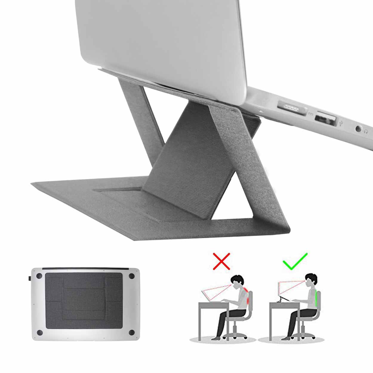 Självhäftande laptopställ - portabelt ergonomiskt laptopstativ