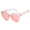 Runda Genomskinliga Rosa Solglasögon Retro Cateye