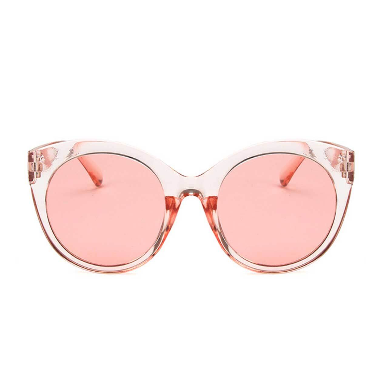 Runda genomskinliga rosa solglasögon retro cateye