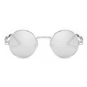 Runda solglasögon metall silver spegelglas