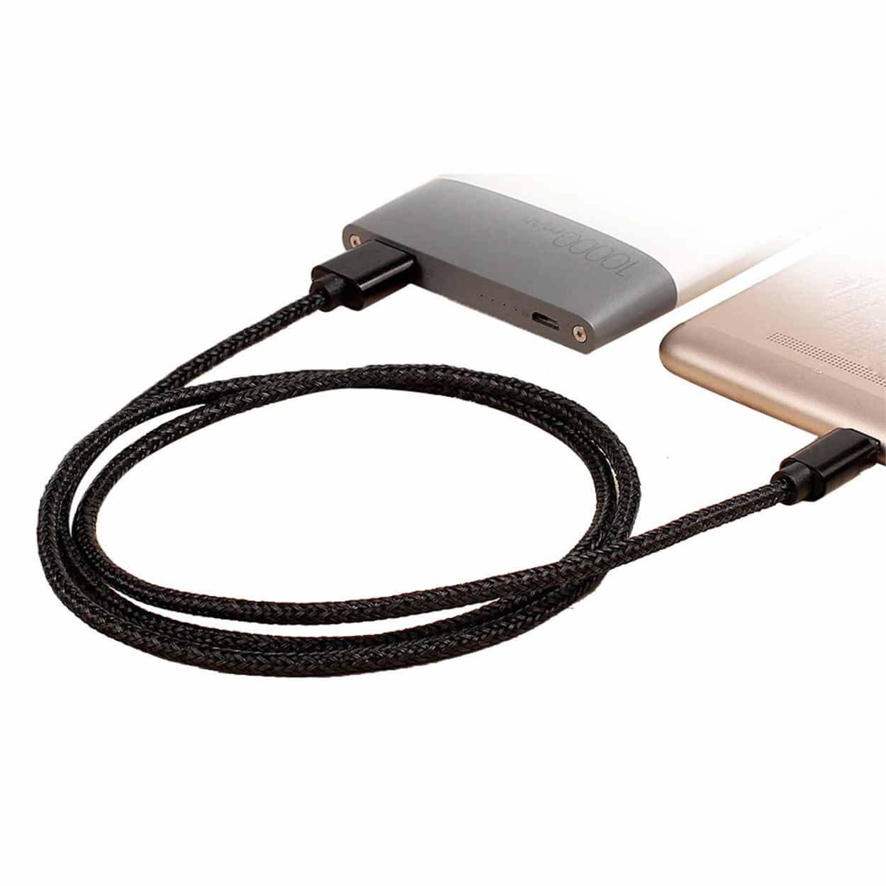 Extra hållbar 1m micro-usb quick charge 3. 0 laddkabel (svart)