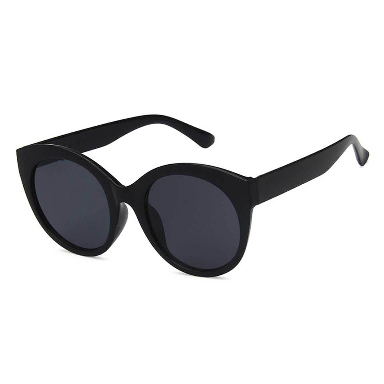 Runda svarta solglasögon retro cateye
