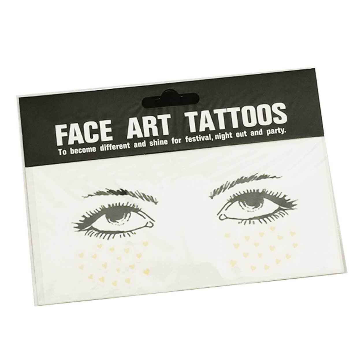 Temporära ansiktstatueringar fejk fake tattoo hjärtan guld