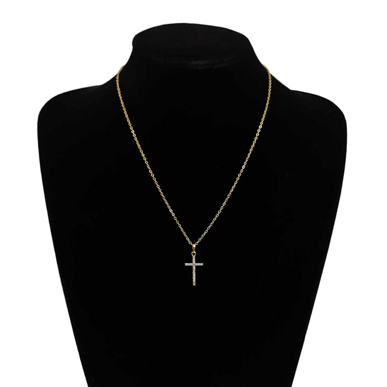 Guld kors halsband kedja med diamanter guldkedja