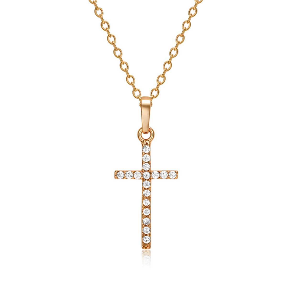 Guld kors halsband kedja med diamanter guldkedja