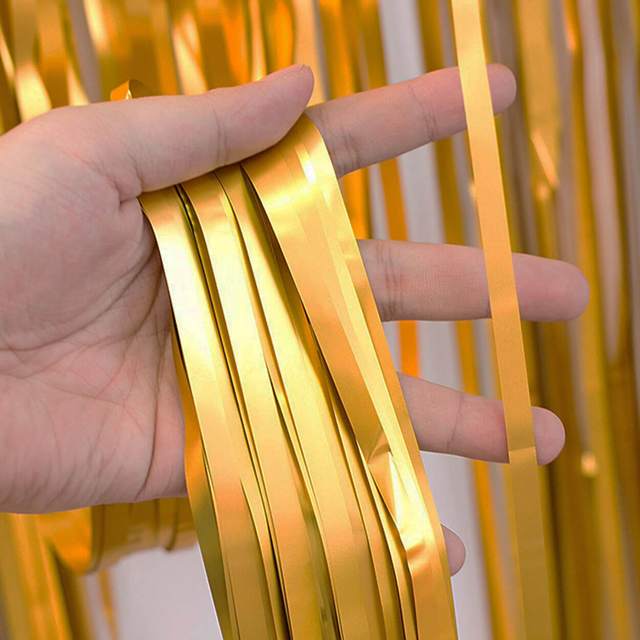 Metallic guld glitterdraperi för fest födelsedag
