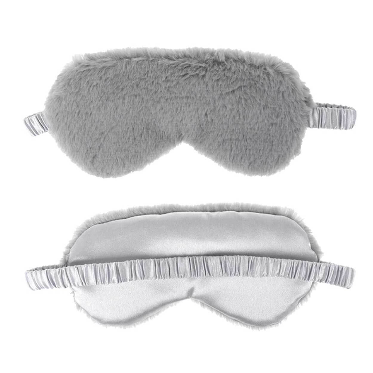 Mjuk lurvig grå sovmask fluffig ögonmask flyg resor