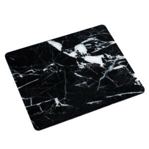 Mjuk musmatta med tryck svart marmor 21x26cm
