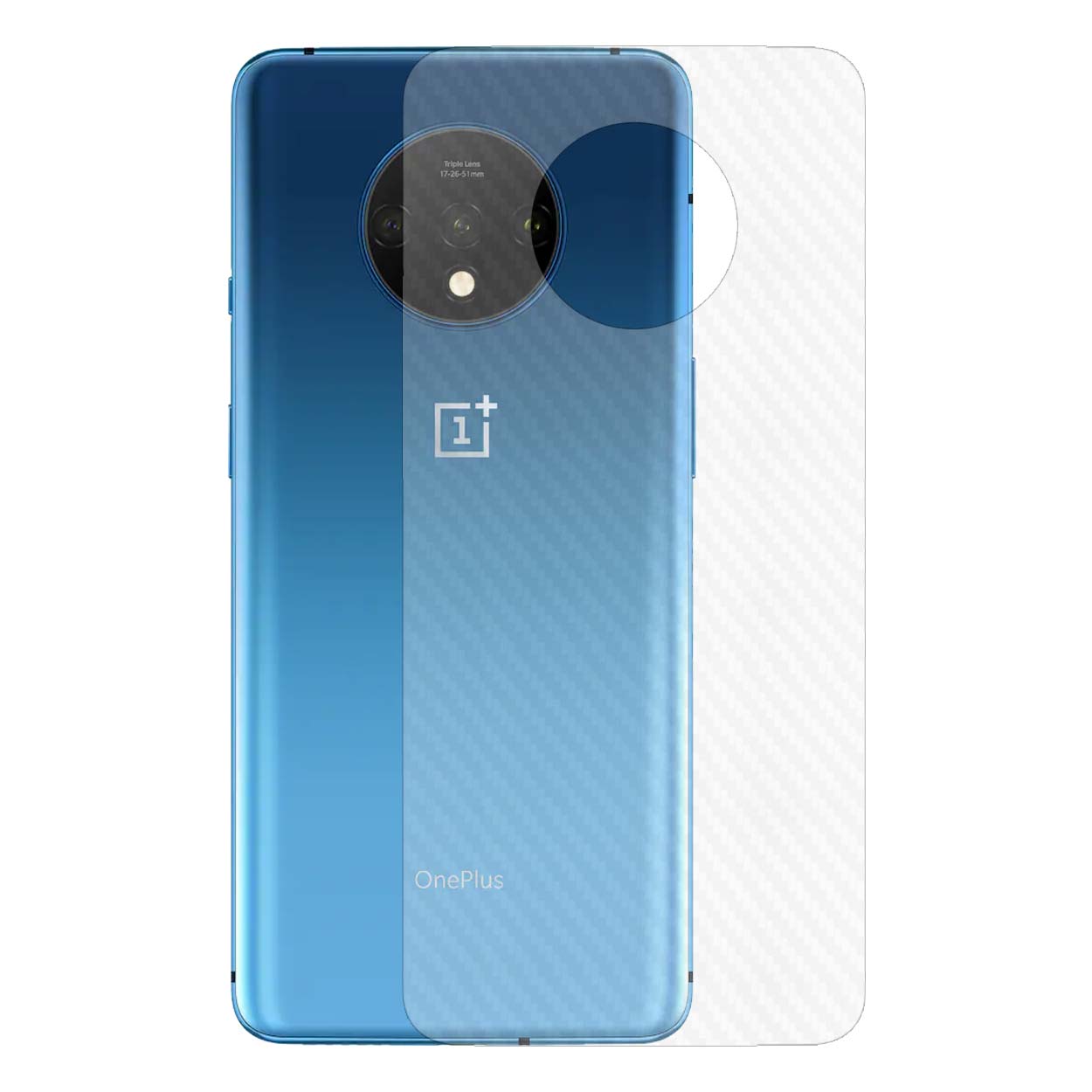 Oneplus 7t kolfiber vinyl skin dekal skyddsfilm baksida