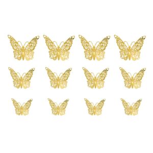 12-pack Fjärilar 3d Väggdekal Väggdekor Väggdekoration Guld