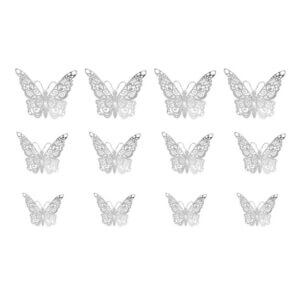 12-pack Fjärilar 3d Väggdekal Väggdekor Väggdekoration Silver