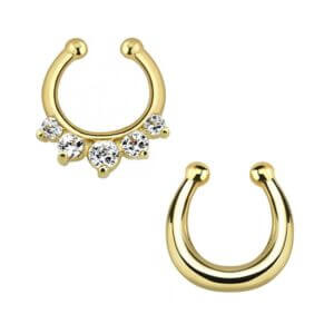 2-pack fake septum näsring fakepiercing guld