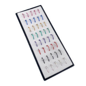 40-pack Fake Piercing Öron Läpp Näsring Septum Diamant