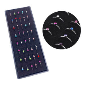 40-pack Fake Piercing Öron Läpp Näsa Septum Diamant