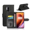Oneplus 8 pro plånboksfodral läder skinn fodral svart