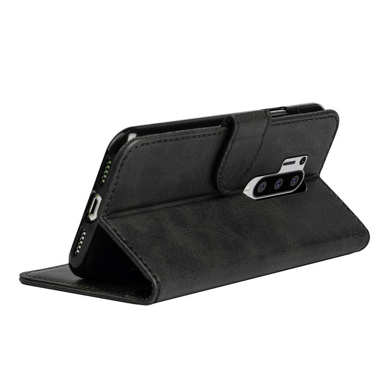 Oneplus 8 pro plånboksfodral läder skinn fodral svart