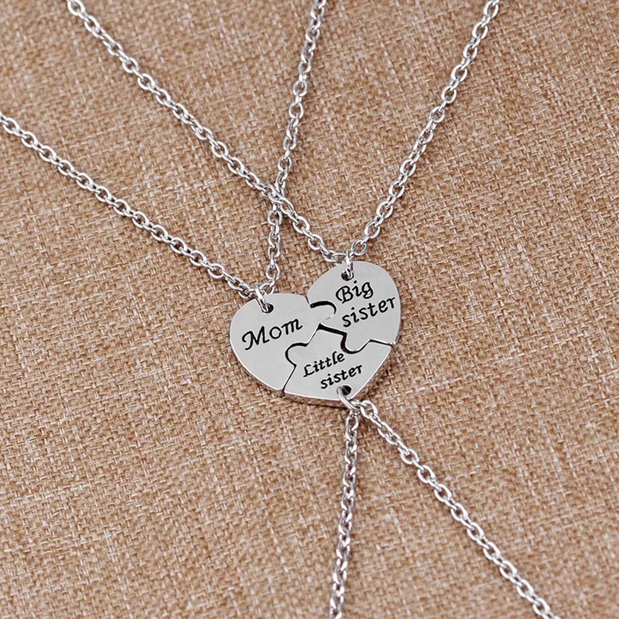 Brythjärta i 3 delar mor syster dotter halsband