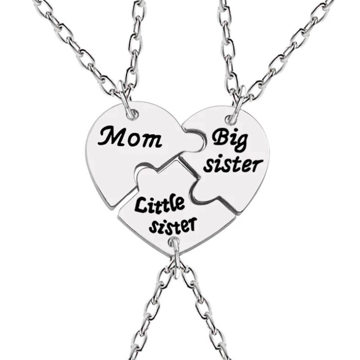 Brythjärta i 3 delar mor syster dotter halsband