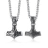 Viking halsband tors hammare mjolnir kedja silver