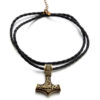 Vikingahalsband Tors Hammare Mjolnir Konstläder Guld