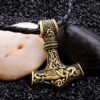 Vikingahalsband tors hammare mjolnir konstläder silver