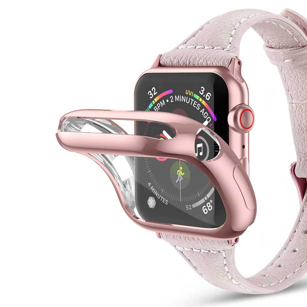 Heltäckande apple watch skal med skärmskydd rosa