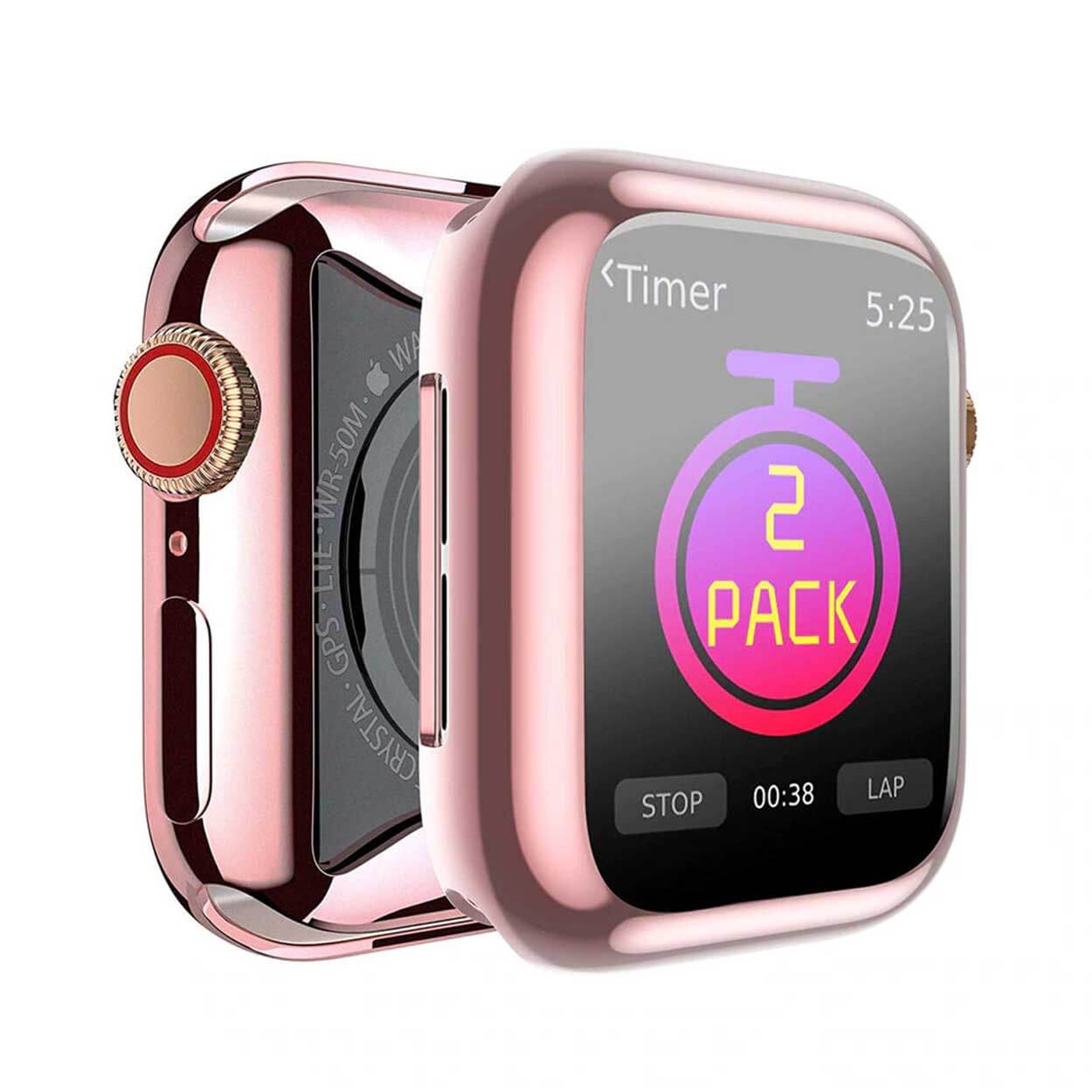 Heltäckande apple watch skal med skärmskydd rosa