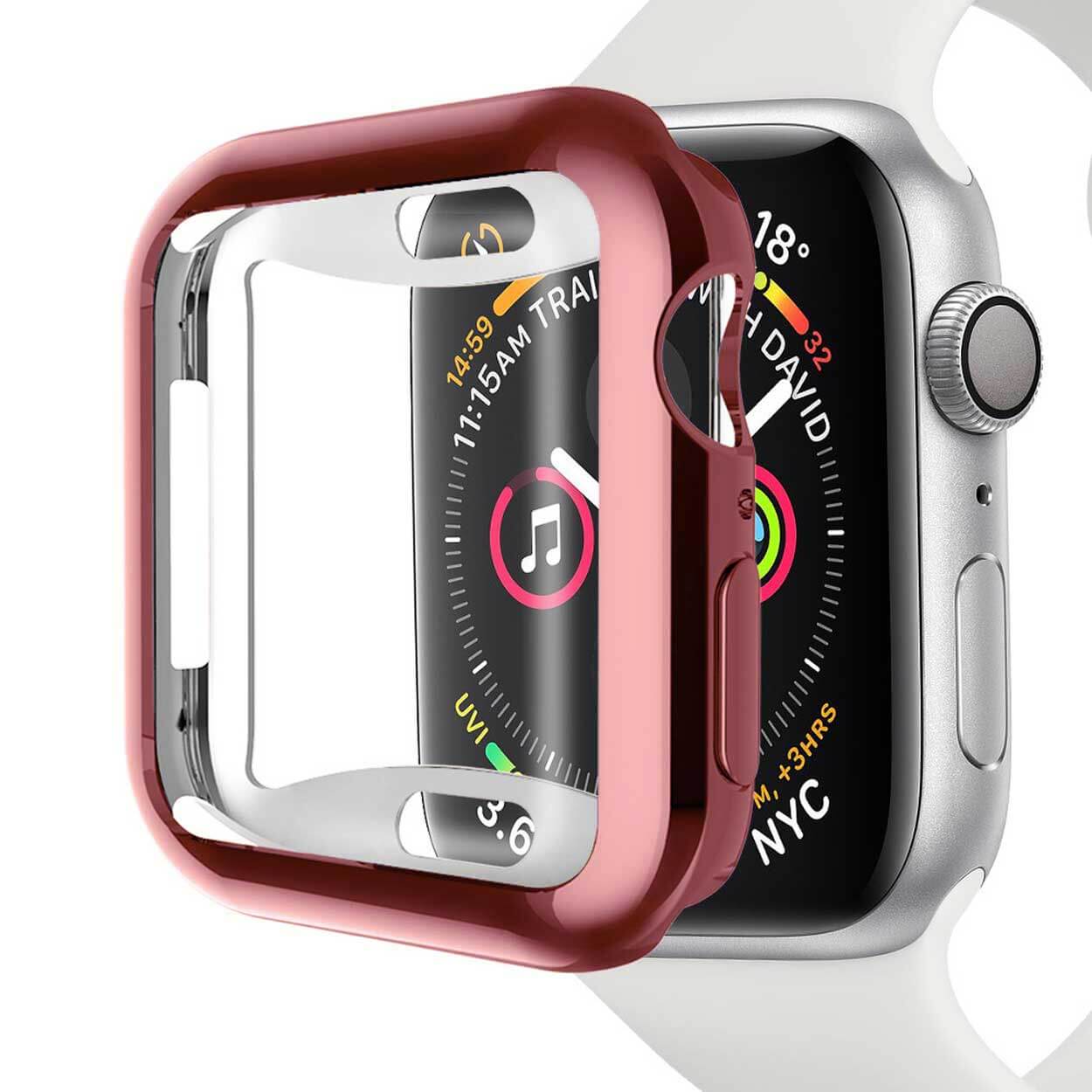 Heltäckande apple watch skal med skärmskydd rosa