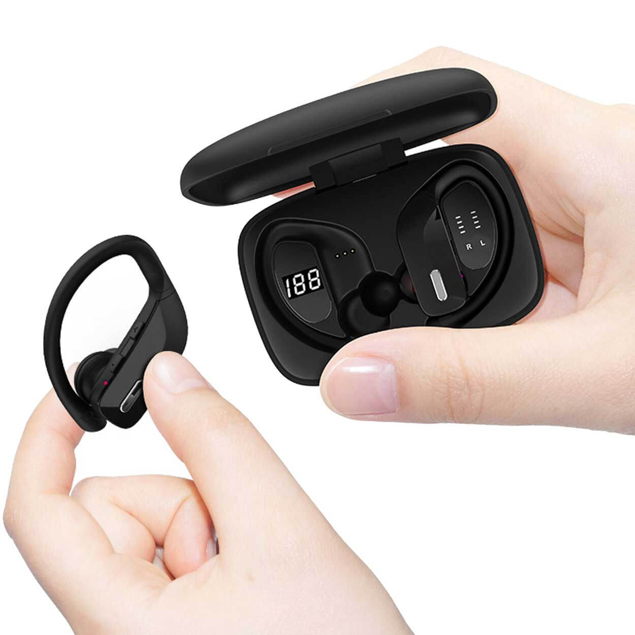 Helt trådlösa tws bluetooth in-ear hörlurar med laddfodral