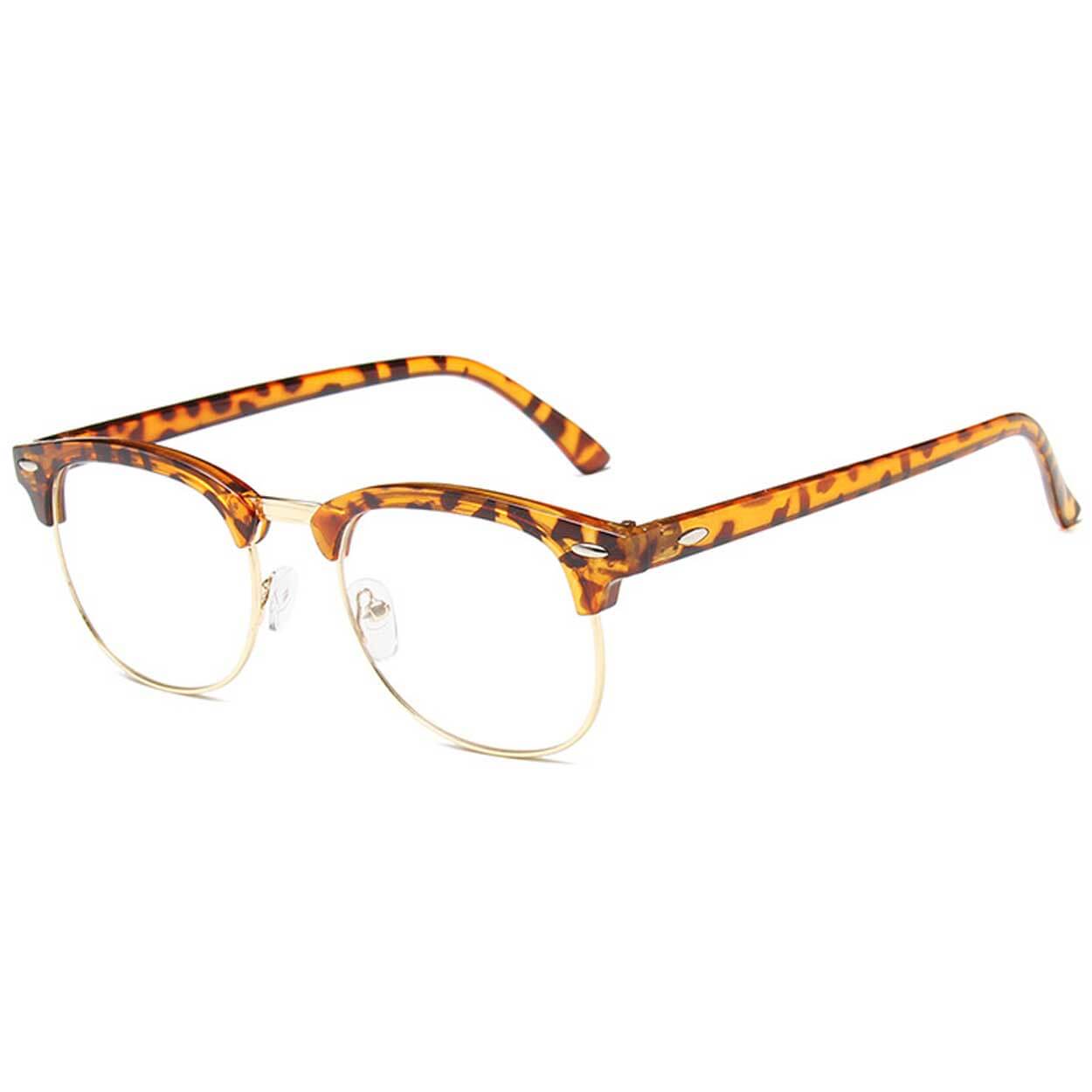 Leopard clubmaster glasögon utan styrka klarglasögon