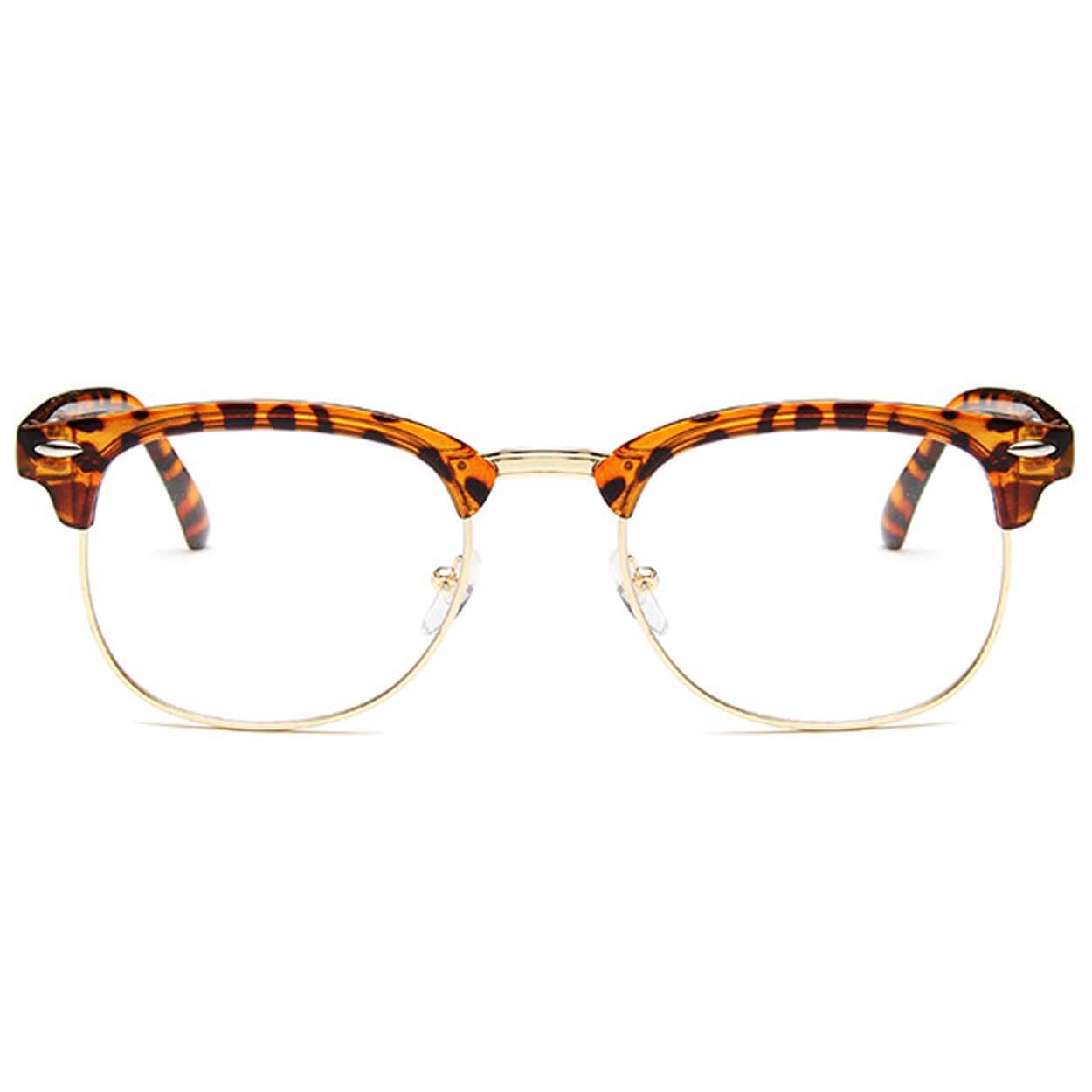 Leopard clubmaster glasögon utan styrka klarglasögon