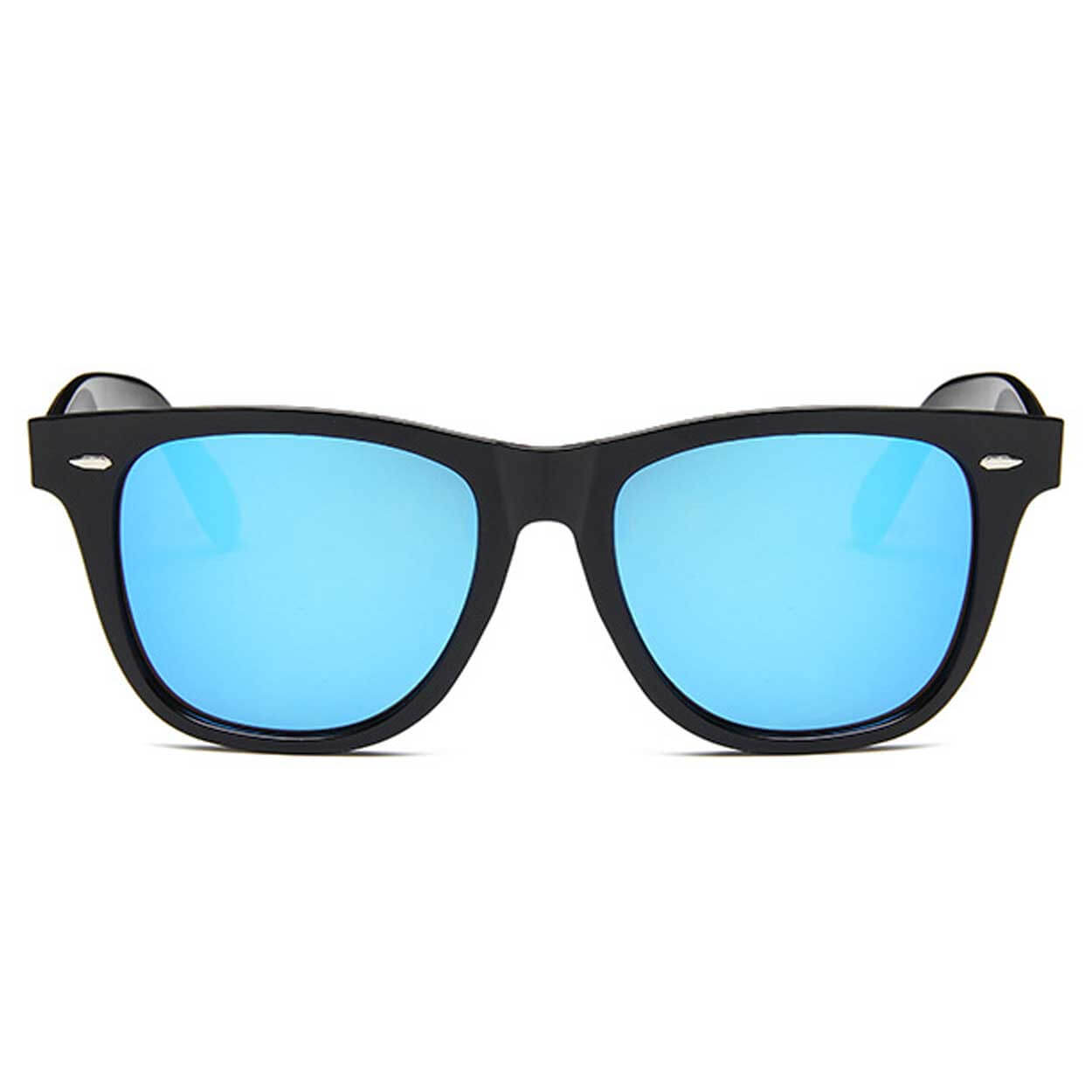 Svarta wayfarer solglasögon blått spegelglas